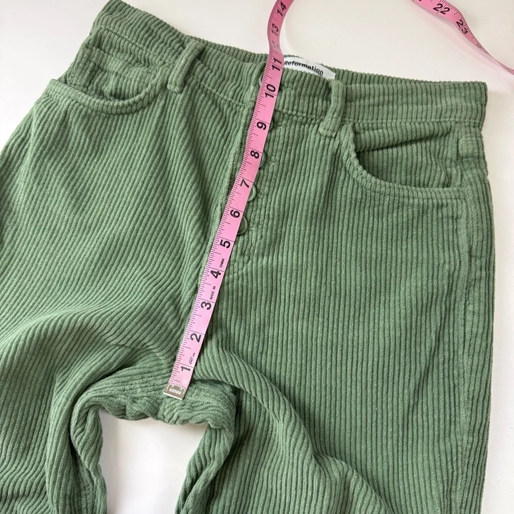 Reformation Cynthia Pants Womens 25 Green Corduroy High Rise Straight Moss Jeans - Picture 10 of 12